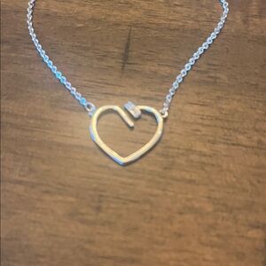 Pretty Bird Elegant Silver Heart Necklace with stone accents 18” to 20”